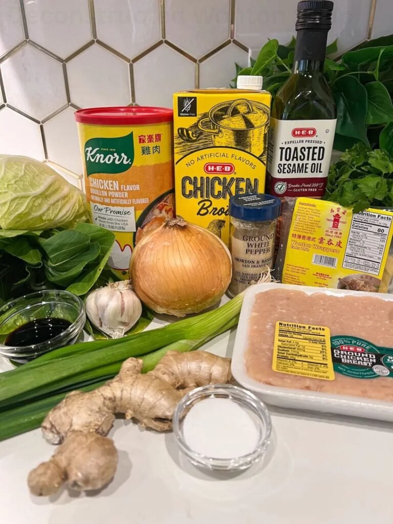 Deconstructed Wonton Soup ingredients