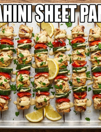 Lemon Tahini Sheet Pan Kebabs