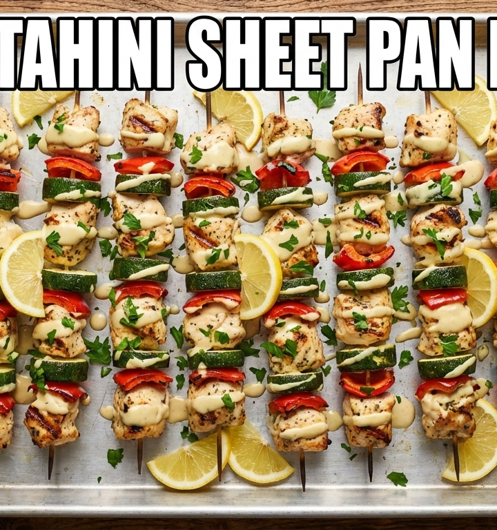 Lemon Tahini Sheet Pan Kebabs
