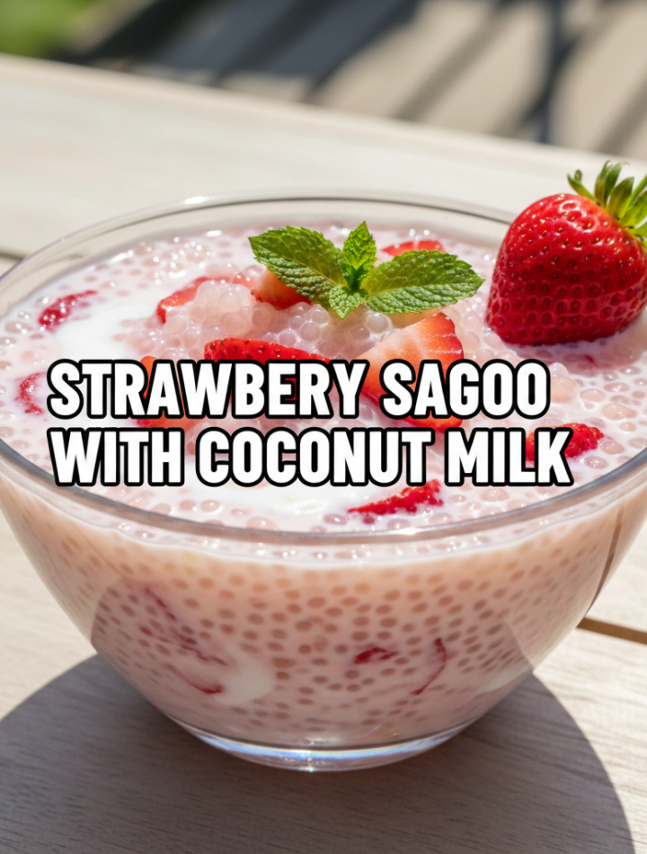 Strawberry Sago with Coconut Milk