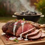 Slow-grilled middle eastern lamb leg