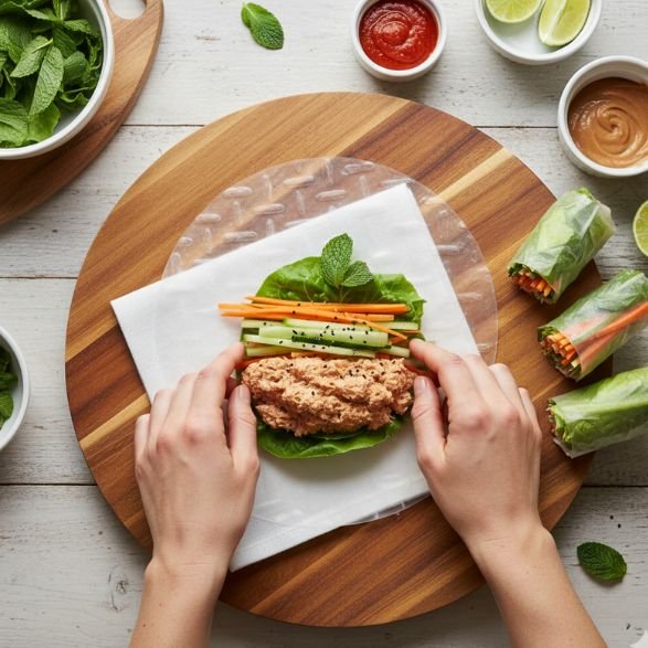 Spicy Tuna Rice Paper Wraps