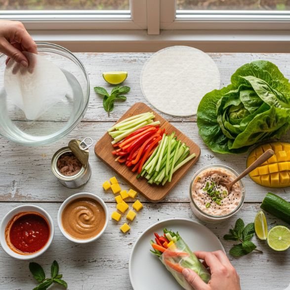 Spicy Tuna Rice Paper Wraps