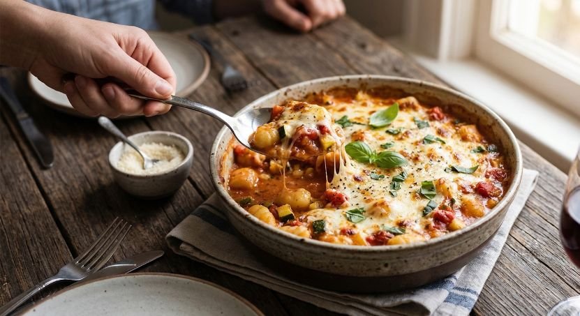 Baked Gnocchi Casserole In Creamy Tomato Sauce