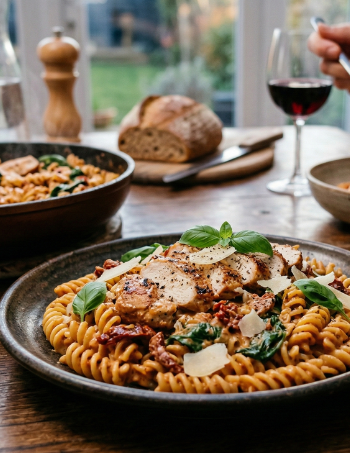 Chicken With Creamy Sun Dried Tomato Sauce Pasta