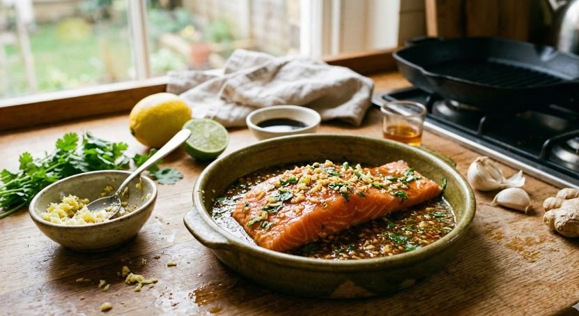 Ginger Garlic Salmon Marinade Grilled Baked Or Broiled