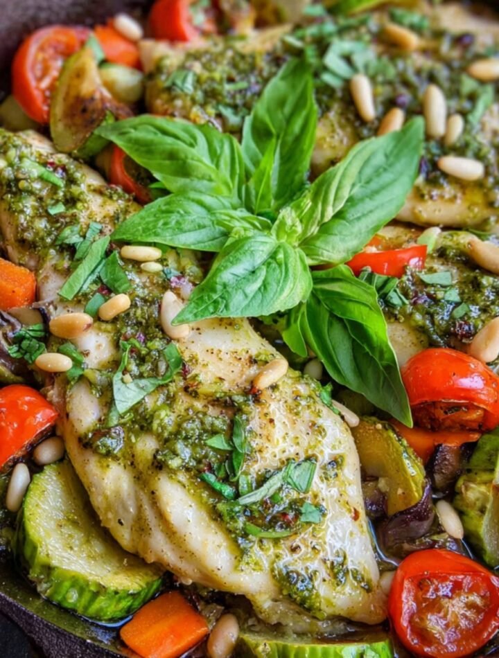 3-Step Creamy Basil Pesto Chicken Pasta (Quick Dinner!)