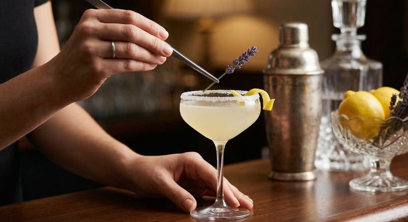 Lavender Lemon Drop Martini Vodka Cocktail
