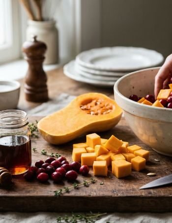 Maple Roasted Butternut Squash And Cranberries