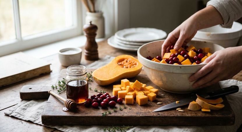 Maple Roasted Butternut Squash And Cranberries