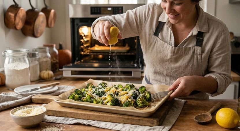 Oven Roasted Lemon Parmesan Broccoli Just 10 Minutes