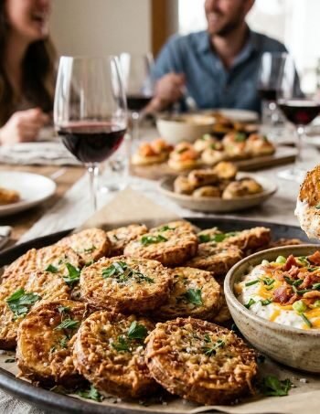 Parmesan Crusted Potato Rounds With Loaded Dip