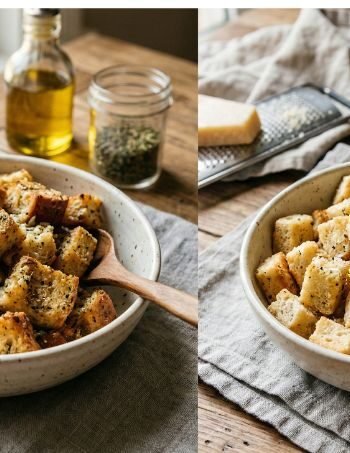 Parmesan Garlic N Herb Croutons 2 Ways Regular Lightened