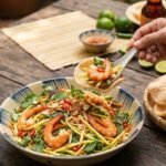 Vietnamese Style Prawn Mango Salad Served With Prawn Crackers