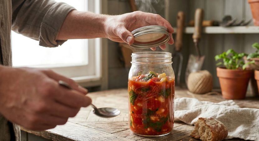 Wet Red Tomato Green Plant Stew