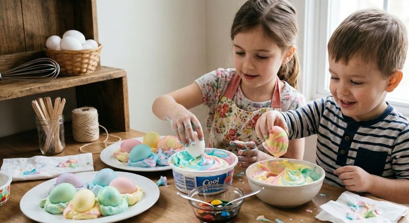 Whipped Cream Dyed Eggs Safer Alternative Shaving Cream Eggs