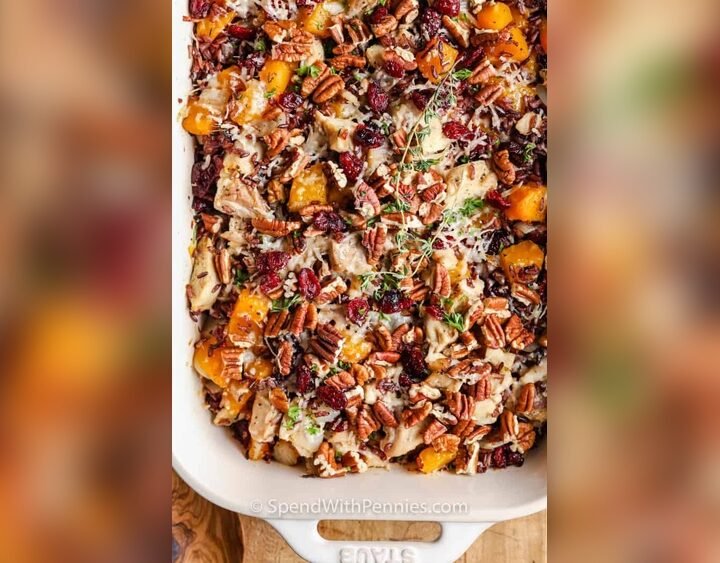 Butternut Squash Chicken Wild Rice Casserole