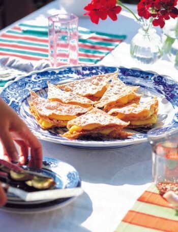 Fried Wonton Mille Feuille With Mango Creme Patissiere