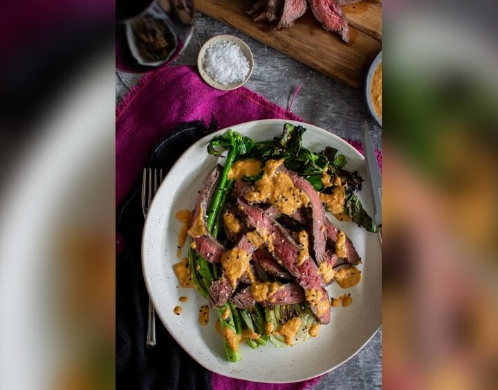 Grilled Flank Steak Kimchi Sauce