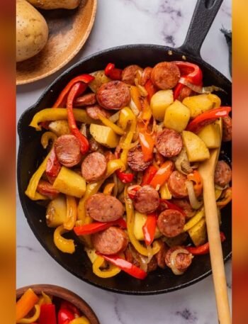 Sausage Skillet With Onions Peppers And Potatoes