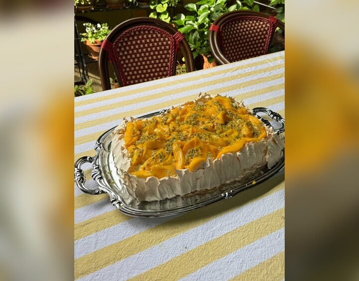 Slab Pavlova With Mango Passionfruit And Lime