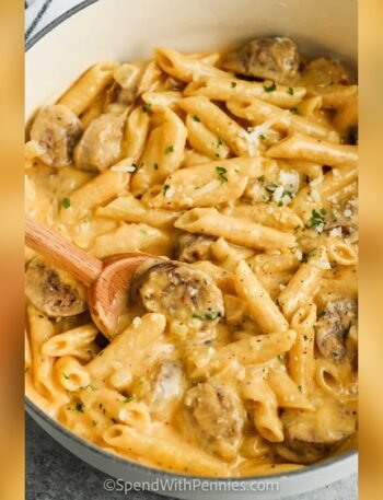 Stovetop 3 Cheese Pasta With Sausage