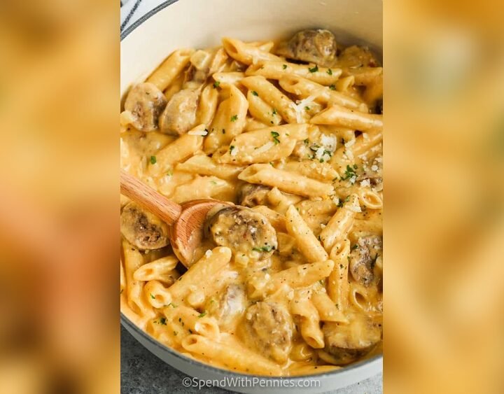 Stovetop 3 Cheese Pasta With Sausage