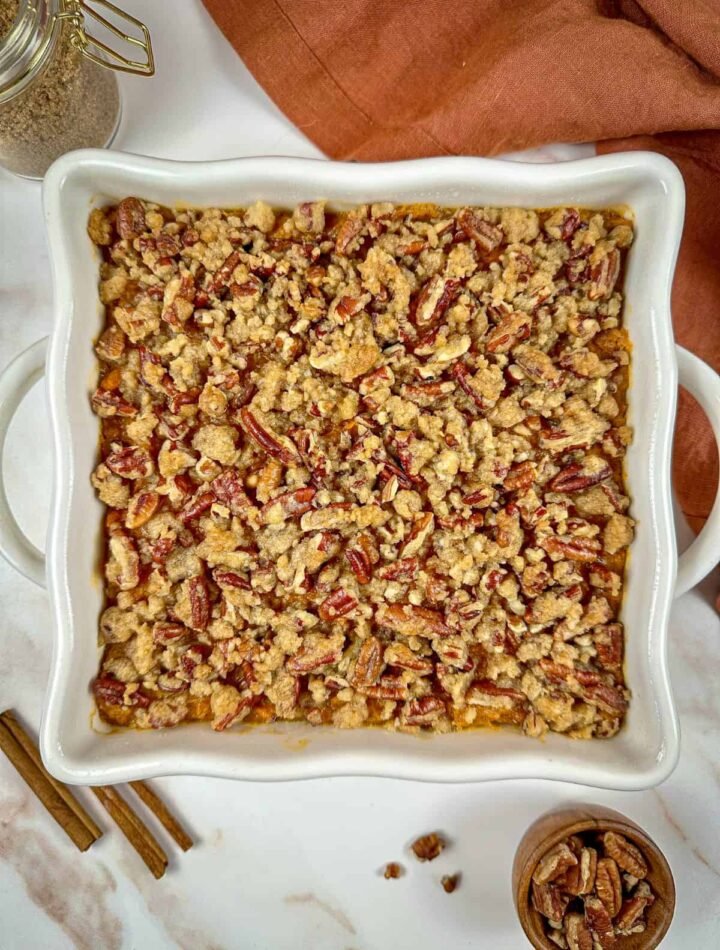 Bourbon Sweet Potato Casserole with Sweet 'n' Savory Bacon Pecans 🤤🍠🥓🍂🤎🥰