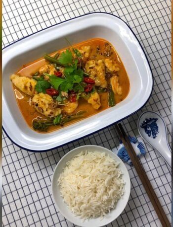 Thai Red Penang Style Curry With Fish Prawns