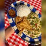 Vietnamese Style Fried Fish With Rice Slaw And Tamarind Dipping Sauce