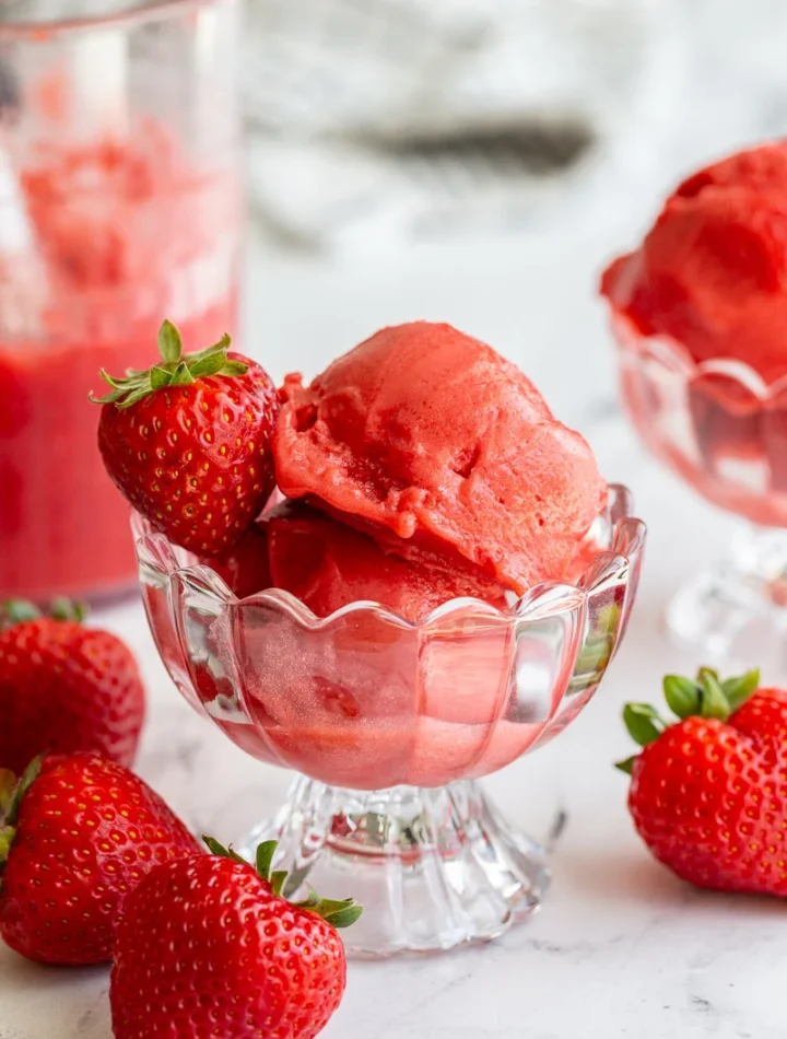 Healthy Strawberry Sorbet Recipe (Easy 2-Ingredient Dessert!