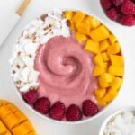 Healthy Raspberry Mango Smoothie Bowl Recipe (Vegan, Protein-Packed & So Easy!)