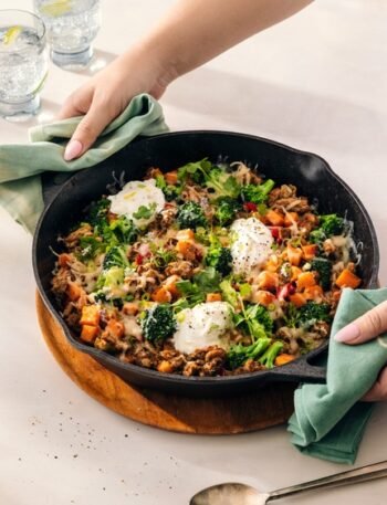Easy Ground Turkey Sweet Potato Skillet One Pan Recipe (Healthy Dinner!)
