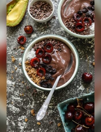 Easy High-Protein Breakfast Treat Healthy Chocolate Cherry Smoothie Bowl Recipe