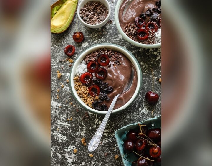Easy High-Protein Breakfast Treat Healthy Chocolate Cherry Smoothie Bowl Recipe