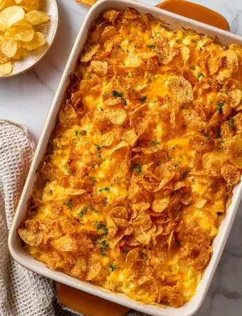 Hot Chicken Salad Casserole with Potato Chips