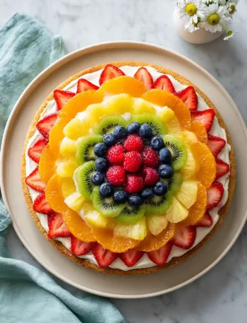Fruit Pizza Made With Cookie Dough