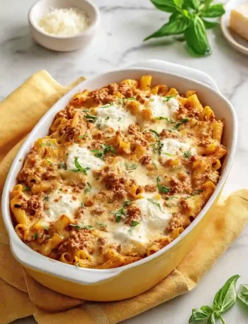 Baked Ziti with Ground Turkey and Cottage Cheese
