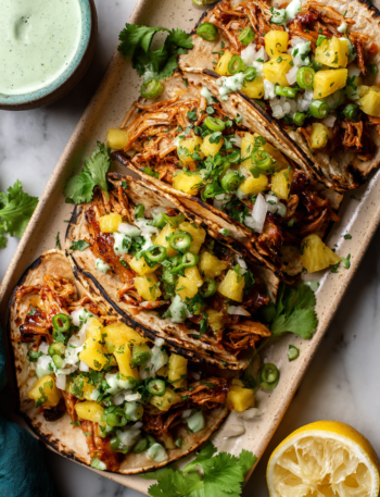 Hawaiian Chicken Tacos with Jalapeño Pineapple Salsa