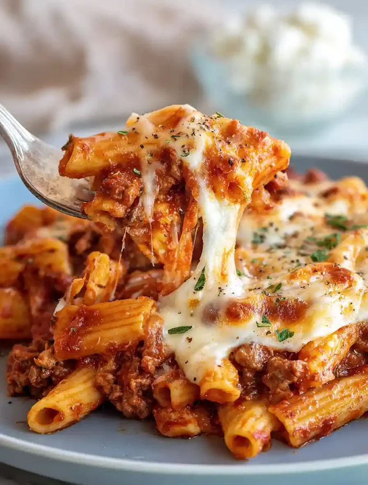 Baked Mostaccioli with Cottage Cheese